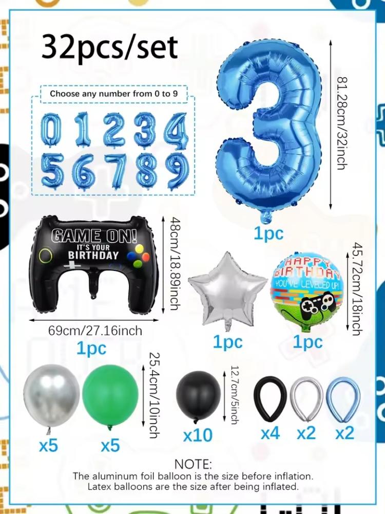 32PCS Game Theme Birthday Numb - огляд і ціна Gaming Accessories Decor